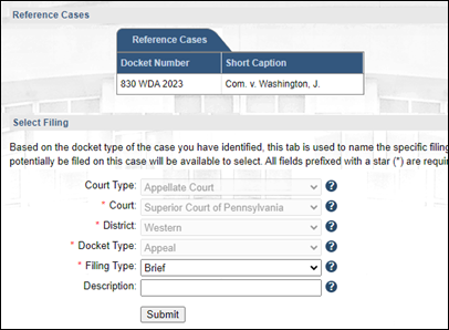 Pa Direct File PACFile Filing Type tab - Superior